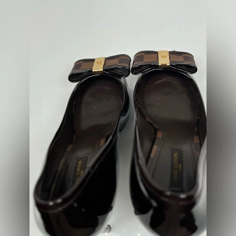 Louis Vuitton Brown Patent Leather Valentine Peep Toe Pumps Size 41